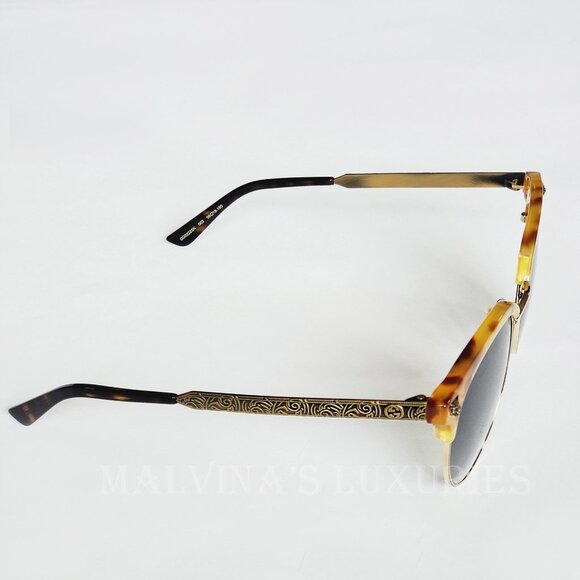 GUCCI SUNGLASSES GG00222 003 HAVANA ACETATE METAL TIGER HEAD GG LOGO ENG… main image 12
